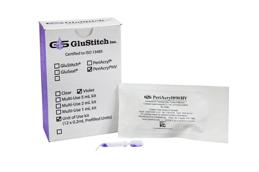 CURRENTLY OUT OF STOCK - ESTIMATED DELIVERY TIME IS 3 WEEKS. #12 - PeriAcryl®90 High Viscosity Single-Use, 12 x 0.2 mL Pre-Loaded Ampoules, Violet