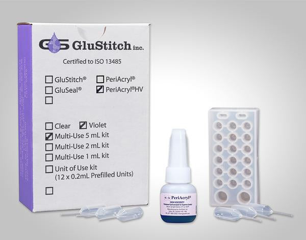 11 - PeriAcryl 5 mL bottle, autoclavable tray and 50 pipettes VIOLET HIGH VISCOSITY